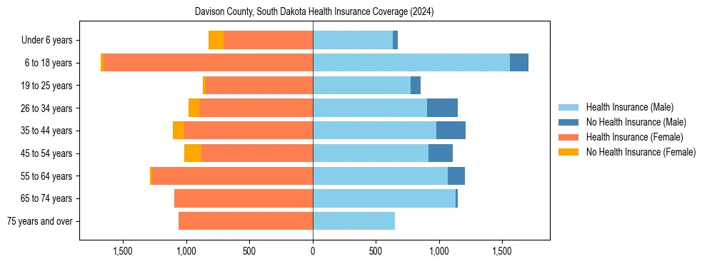 Health insurance pyramid for Davison County, South Dakota