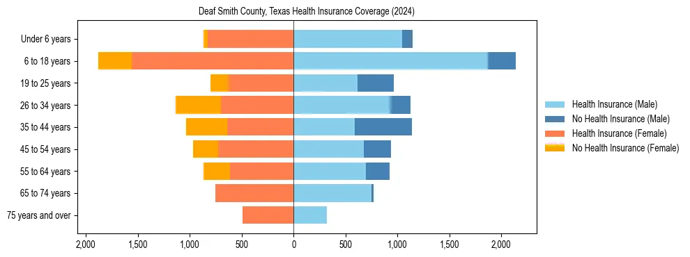 Health insurance pyramid for Deaf Smith County, Texas
