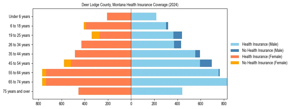 Health insurance pyramid for Deer Lodge County, Montana