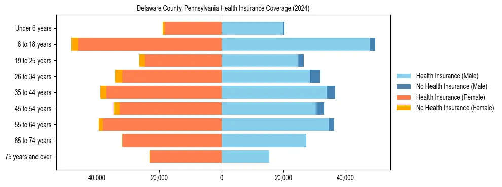 Health insurance pyramid for Delaware County, Pennsylvania