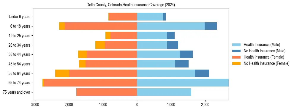 Health insurance pyramid for Delta County, Colorado