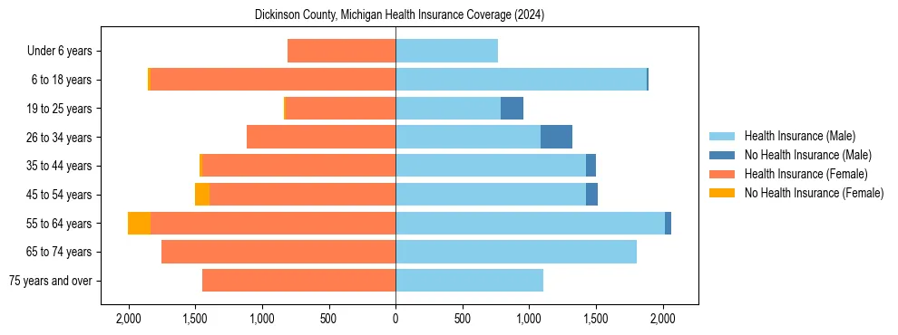 Health insurance pyramid for Dickinson County, Michigan