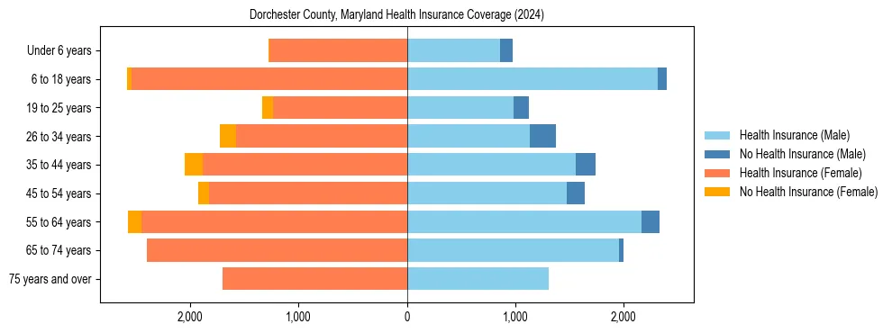 Health insurance pyramid for Dorchester County, Maryland