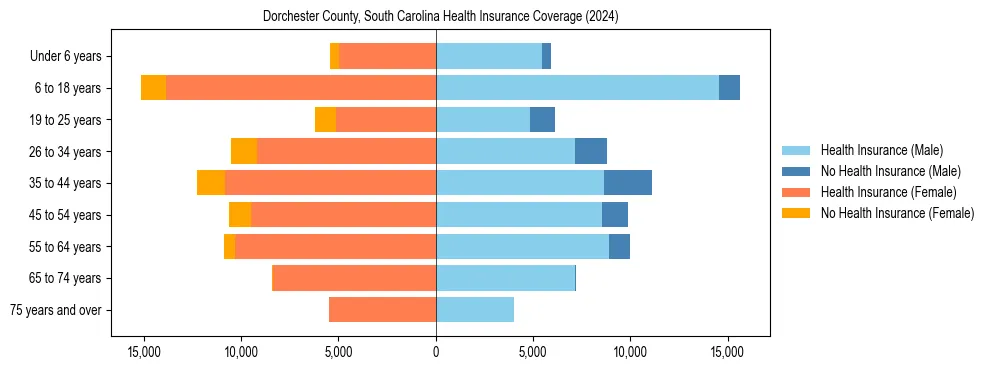 Health insurance pyramid for Dorchester County, South Carolina