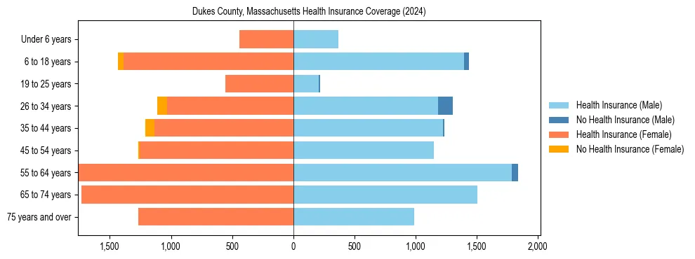 Health insurance pyramid for Dukes County, Massachusetts