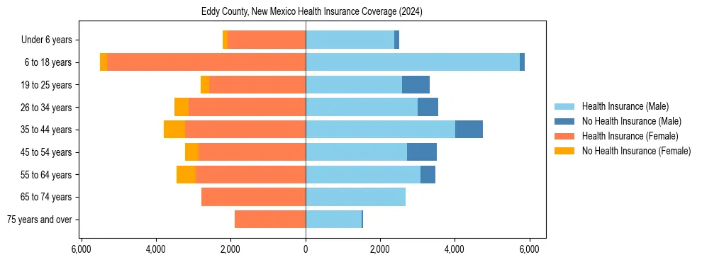 Health insurance pyramid for Eddy County, New Mexico