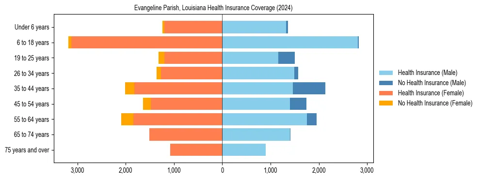 Health insurance pyramid for Evangeline Parish, Louisiana