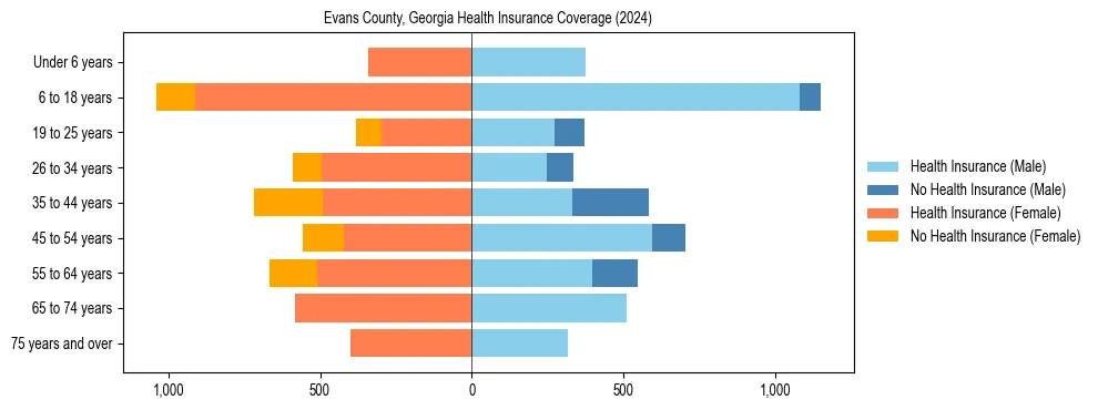 Health insurance pyramid for Evans County, Georgia