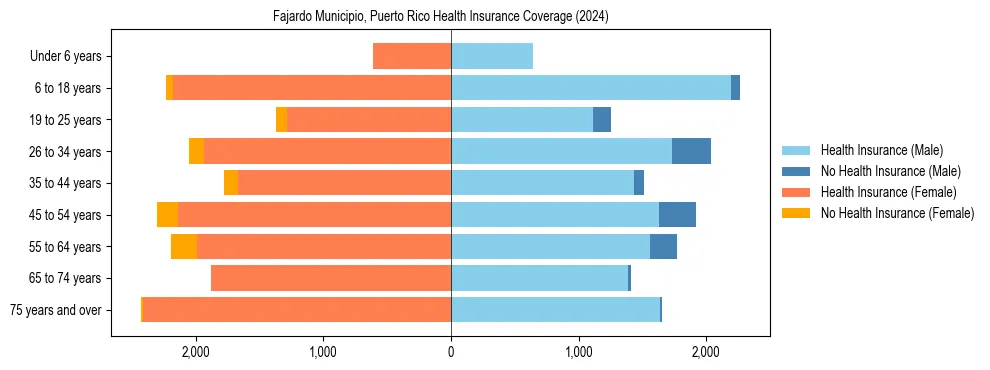 Health insurance pyramid for Fajardo Municipio, Puerto Rico