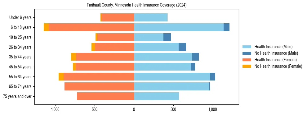 Health insurance pyramid for Faribault County, Minnesota