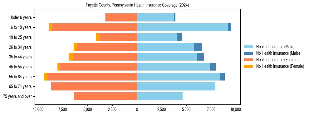 Health insurance pyramid for Fayette County, Pennsylvania