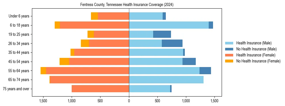 Health insurance pyramid for Fentress County, Tennessee