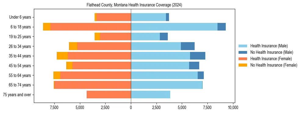 Health insurance pyramid for Flathead County, Montana