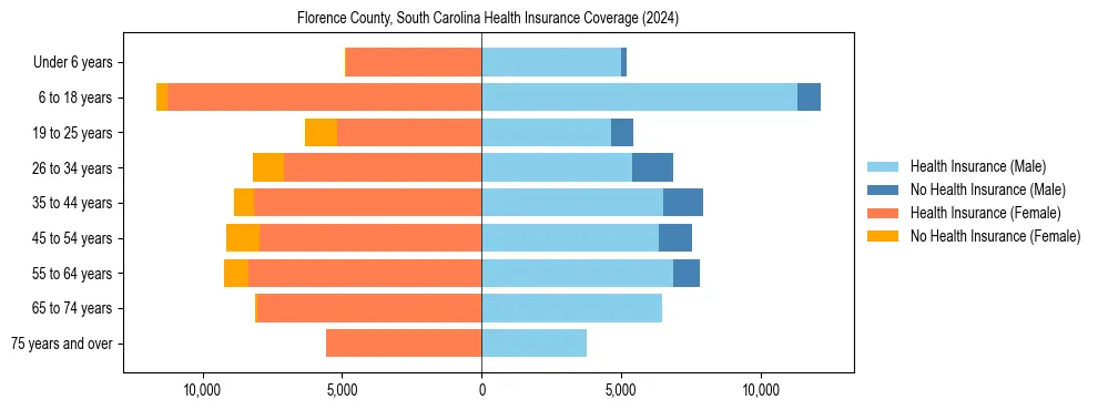 Health insurance pyramid for Florence County, South Carolina