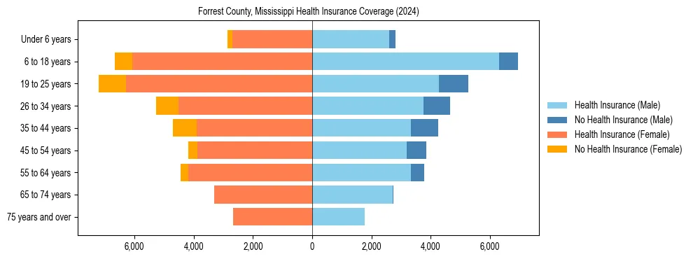 Health insurance pyramid for Forrest County, Mississippi