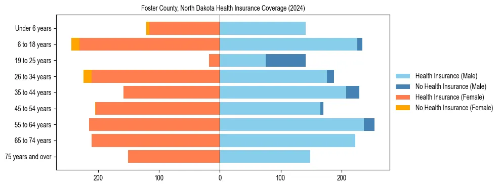 Health insurance pyramid for Foster County, North Dakota