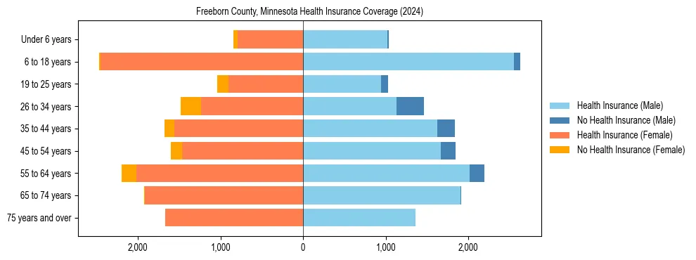 Health insurance pyramid for Freeborn County, Minnesota