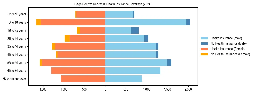 Health insurance pyramid for Gage County, Nebraska