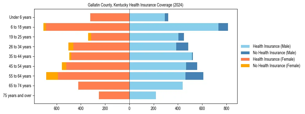Health insurance pyramid for Gallatin County, Kentucky