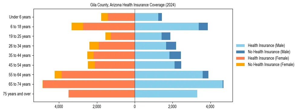 Health insurance pyramid for Gila County, Arizona
