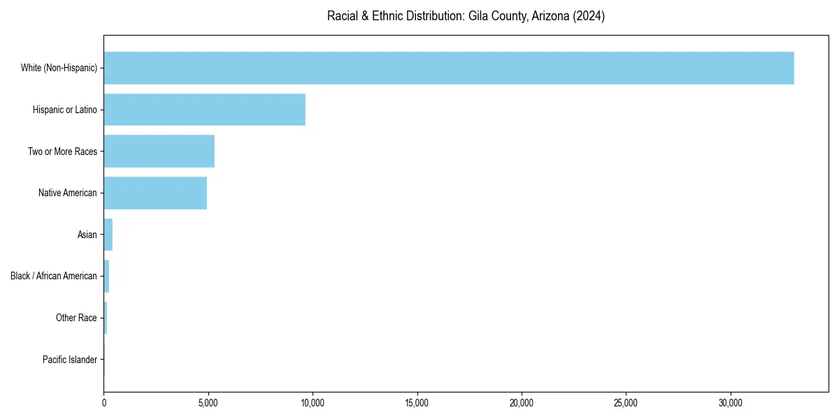 Bar chart showing racial distribution in  for 2024