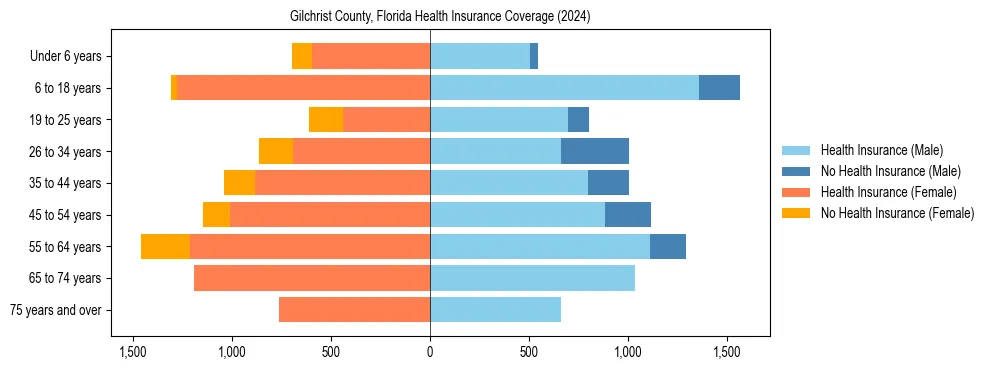 Health insurance pyramid for Gilchrist County, Florida
