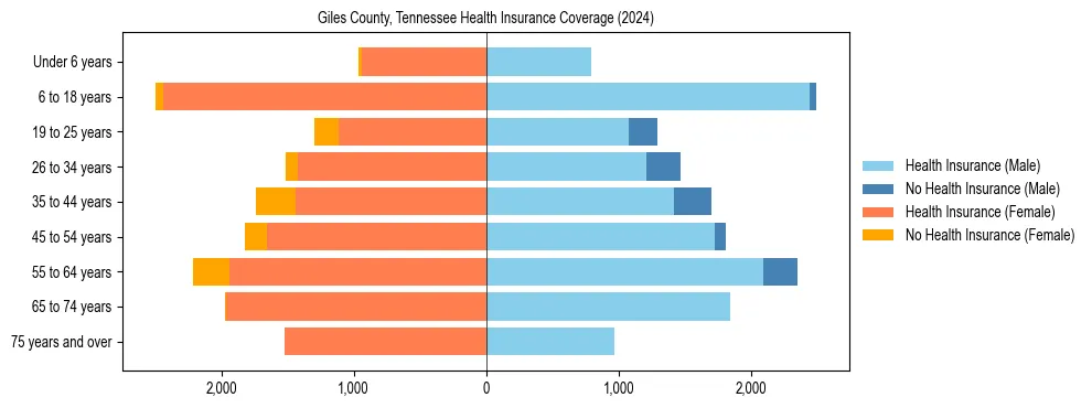 Health insurance pyramid for Giles County, Tennessee