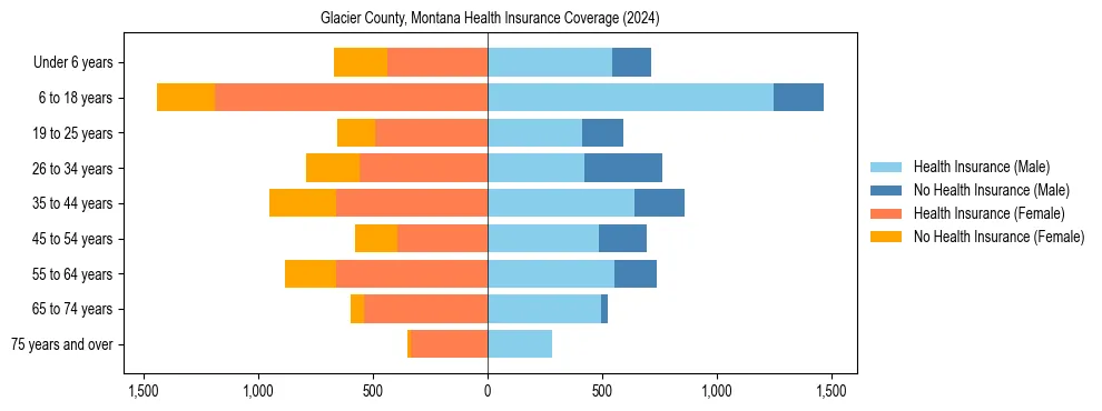 Health insurance pyramid for Glacier County, Montana
