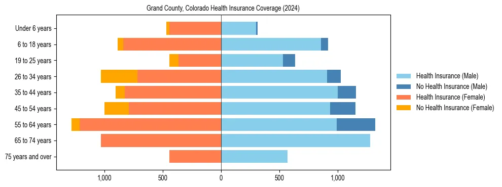 Health insurance pyramid for Grand County, Colorado