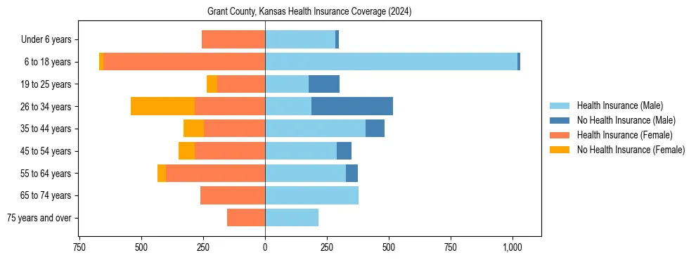 Health insurance pyramid for Grant County, Kansas