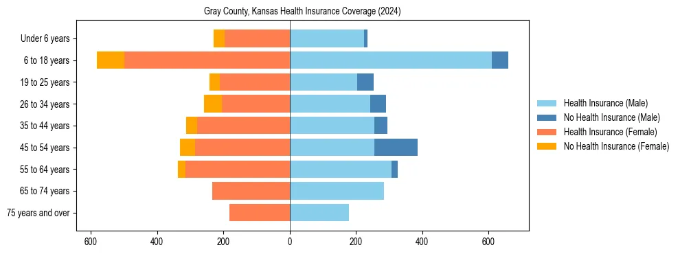 Health insurance pyramid for Gray County, Kansas