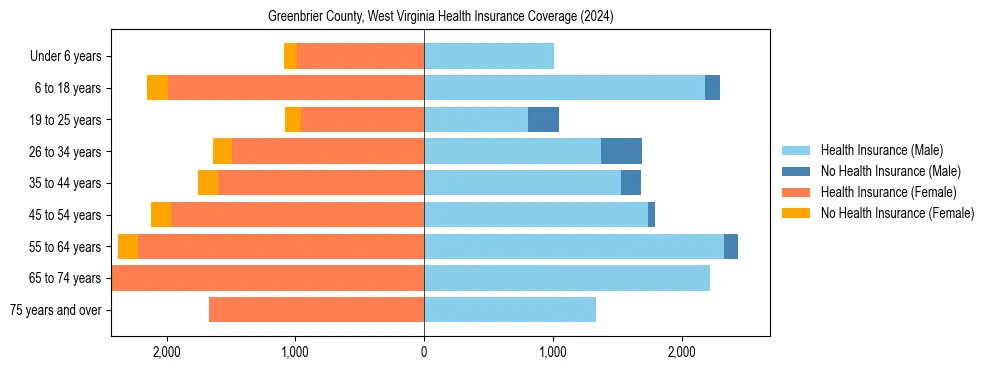 Health insurance pyramid for Greenbrier County, West Virginia