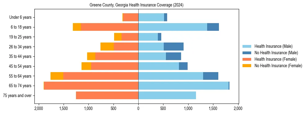 Health insurance pyramid for Greene County, Georgia