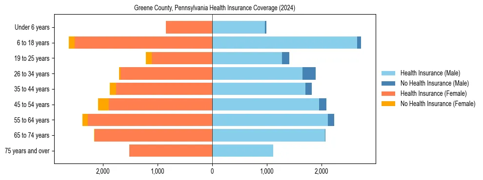 Health insurance pyramid for Greene County, Pennsylvania