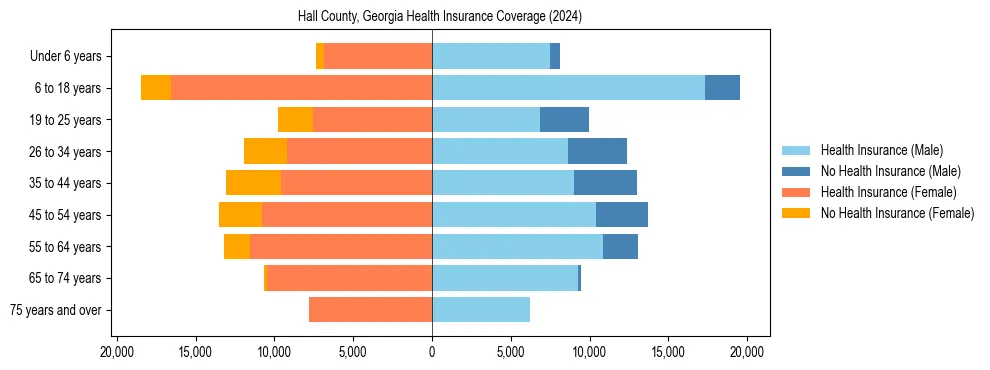 Health insurance pyramid for Hall County, Georgia