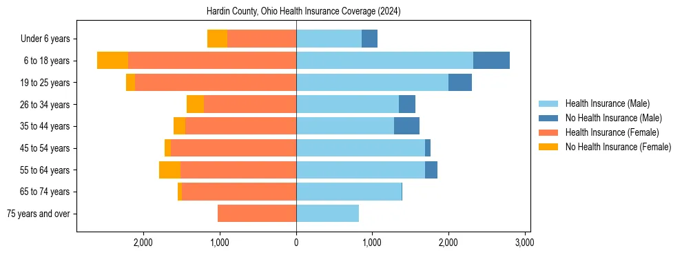 Health insurance pyramid for Hardin County, Ohio