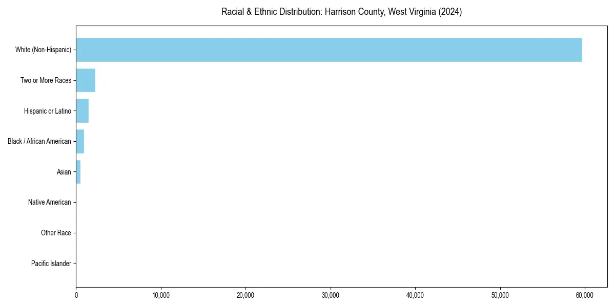 Bar chart showing racial distribution in  for 2024