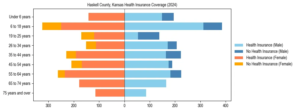 Health insurance pyramid for Haskell County, Kansas