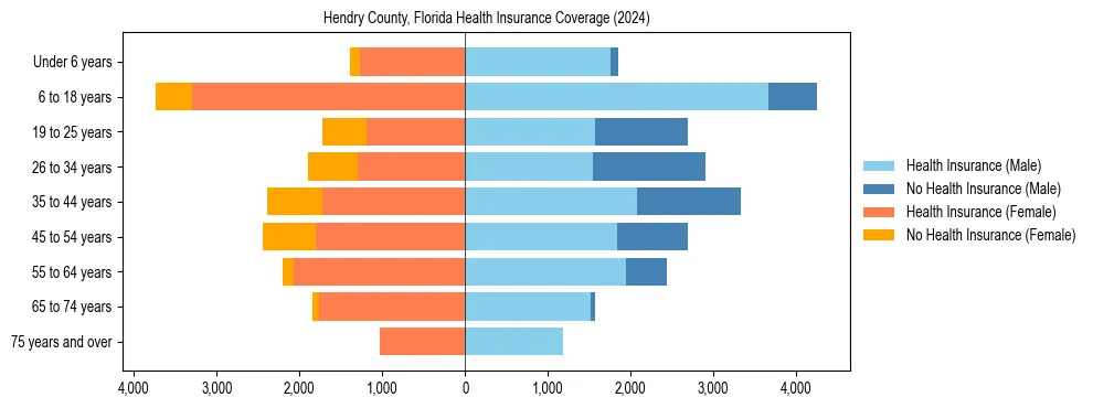 Health insurance pyramid for Hendry County, Florida