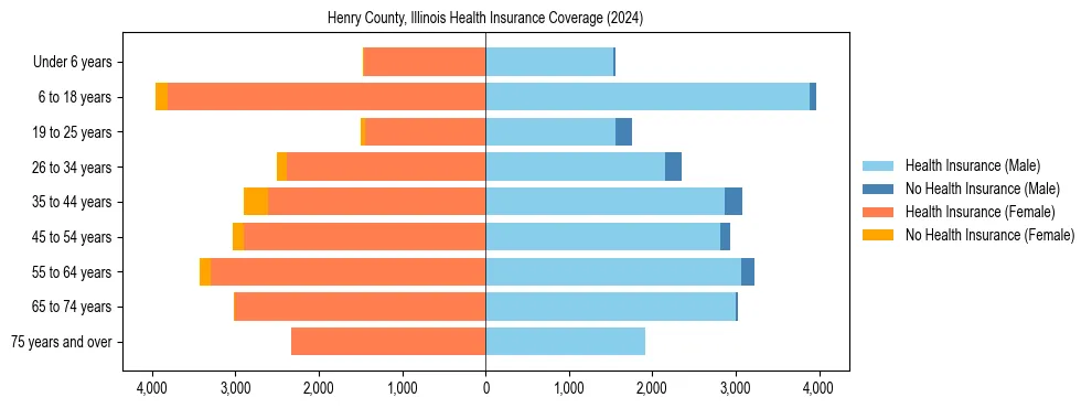 Health insurance pyramid for Henry County, Illinois