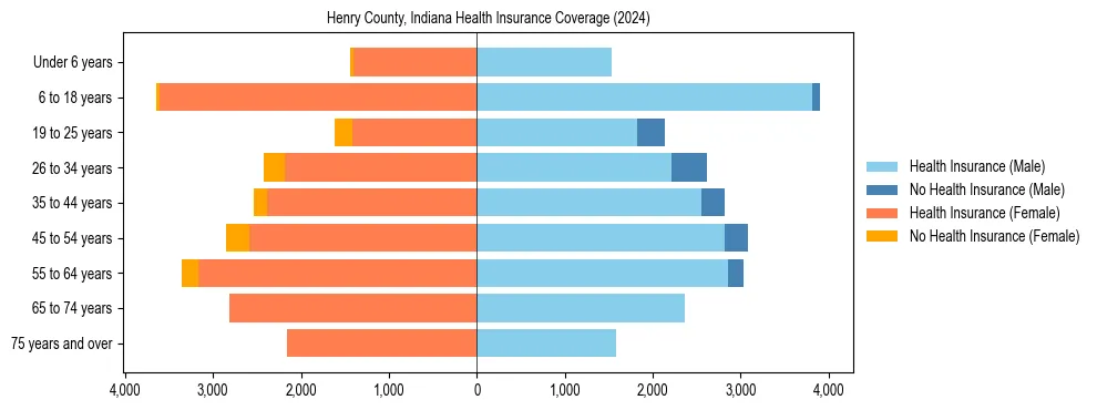 Health insurance pyramid for Henry County, Indiana