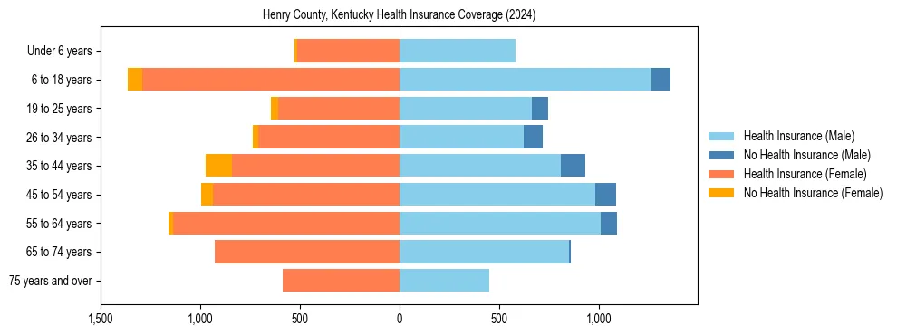 Health insurance pyramid for Henry County, Kentucky