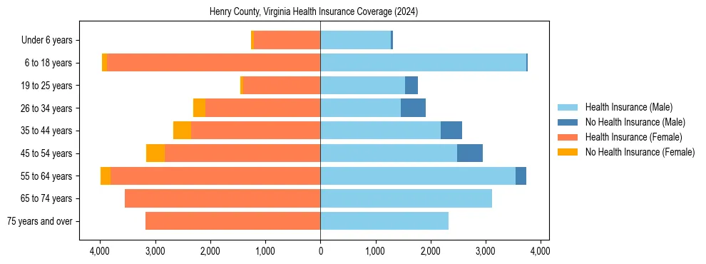 Health insurance pyramid for Henry County, Virginia