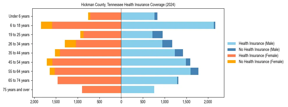 Health insurance pyramid for Hickman County, Tennessee