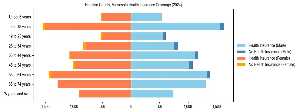 Health insurance pyramid for Houston County, Minnesota