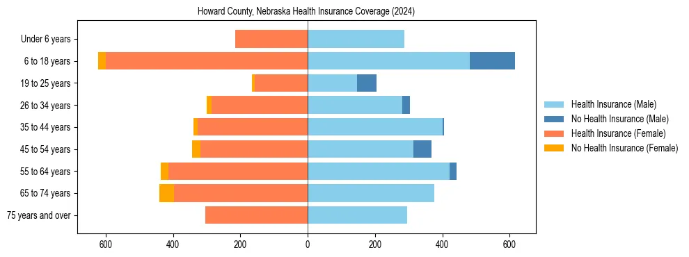 Health insurance pyramid for Howard County, Nebraska