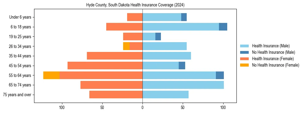 Health insurance pyramid for Hyde County, South Dakota