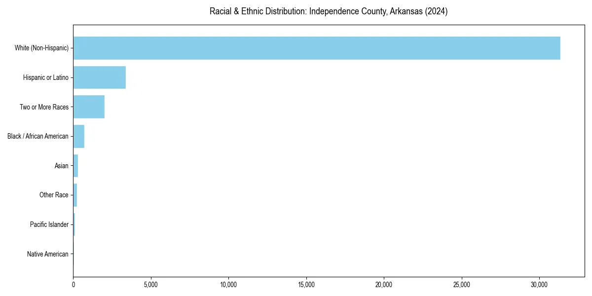 Bar chart showing racial distribution in  for 2024