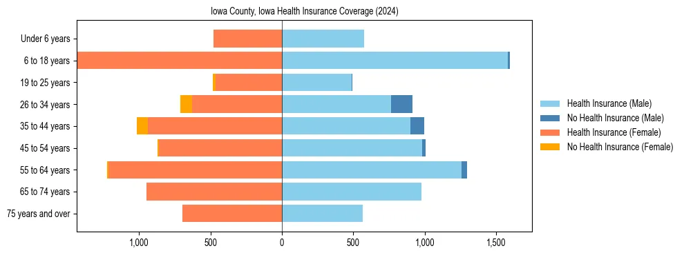 Health insurance pyramid for Iowa County, Iowa