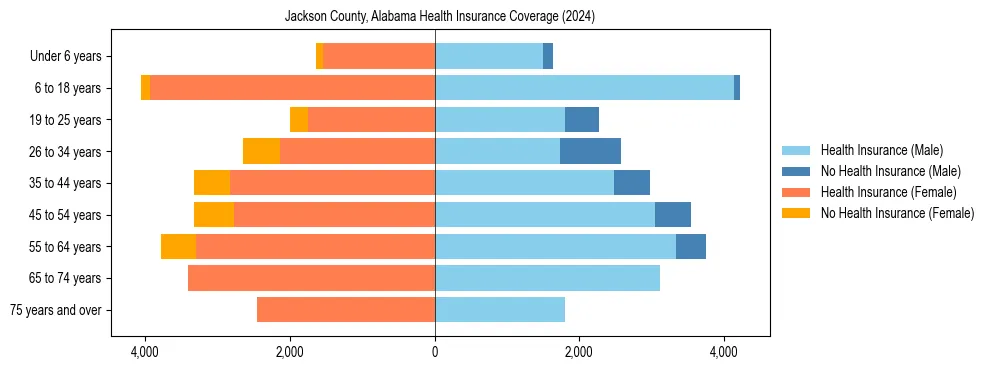 Health insurance pyramid for Jackson County, Alabama
